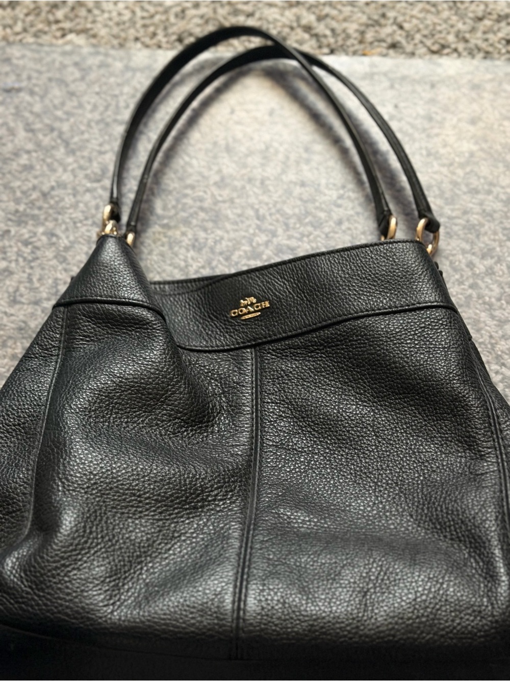 Coach Black Pebbled Leather Shoulder Bag with Gold Hardware